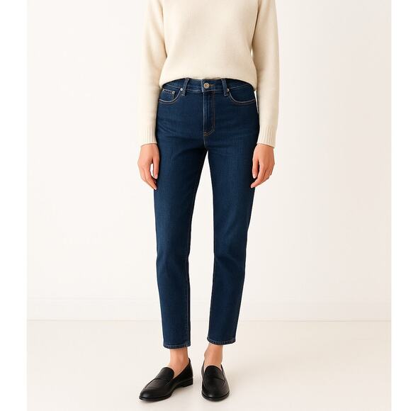 Everlane High Rise Ankle Leg Jeans Cotton Blend Dark Denim Blue Women's Size 29 - Picture 1 of 10